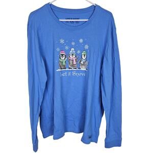 Life Is Good Womens Crusher Tee Size XXL Let It Snow Penguins Holiday T-Shirt